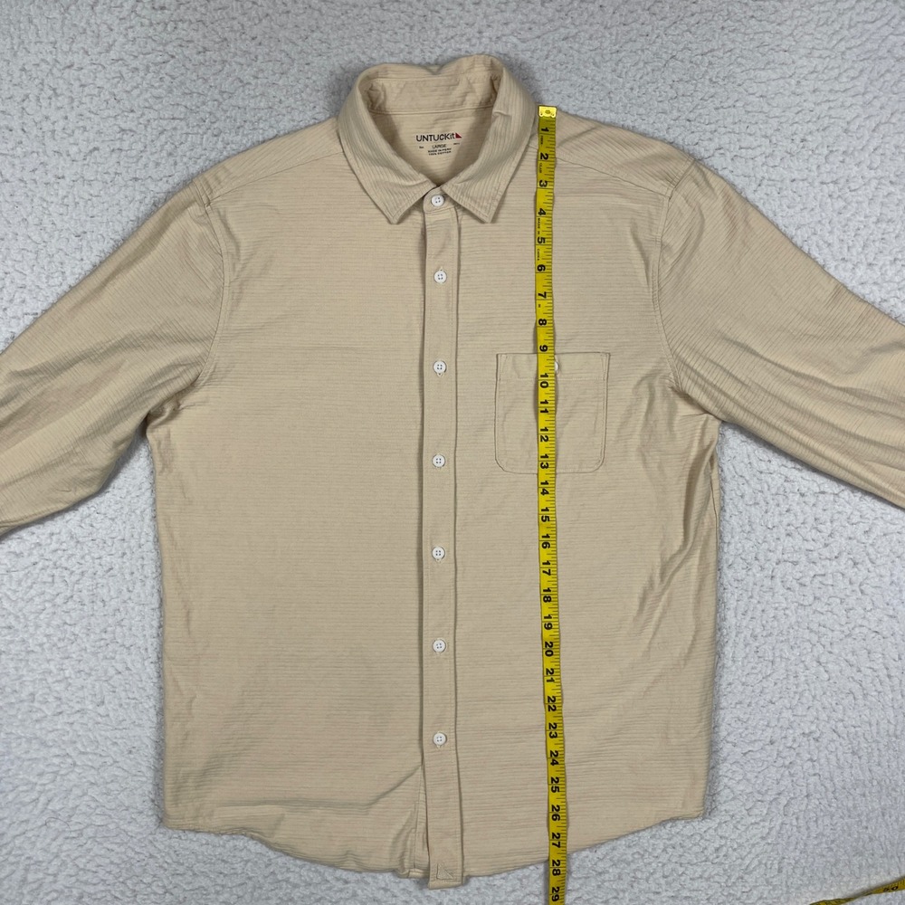 UNTUCKit Button Down Shirt Mens Large Tan Textured Cotton Long Sleeve Casual - Picture 4 of 13